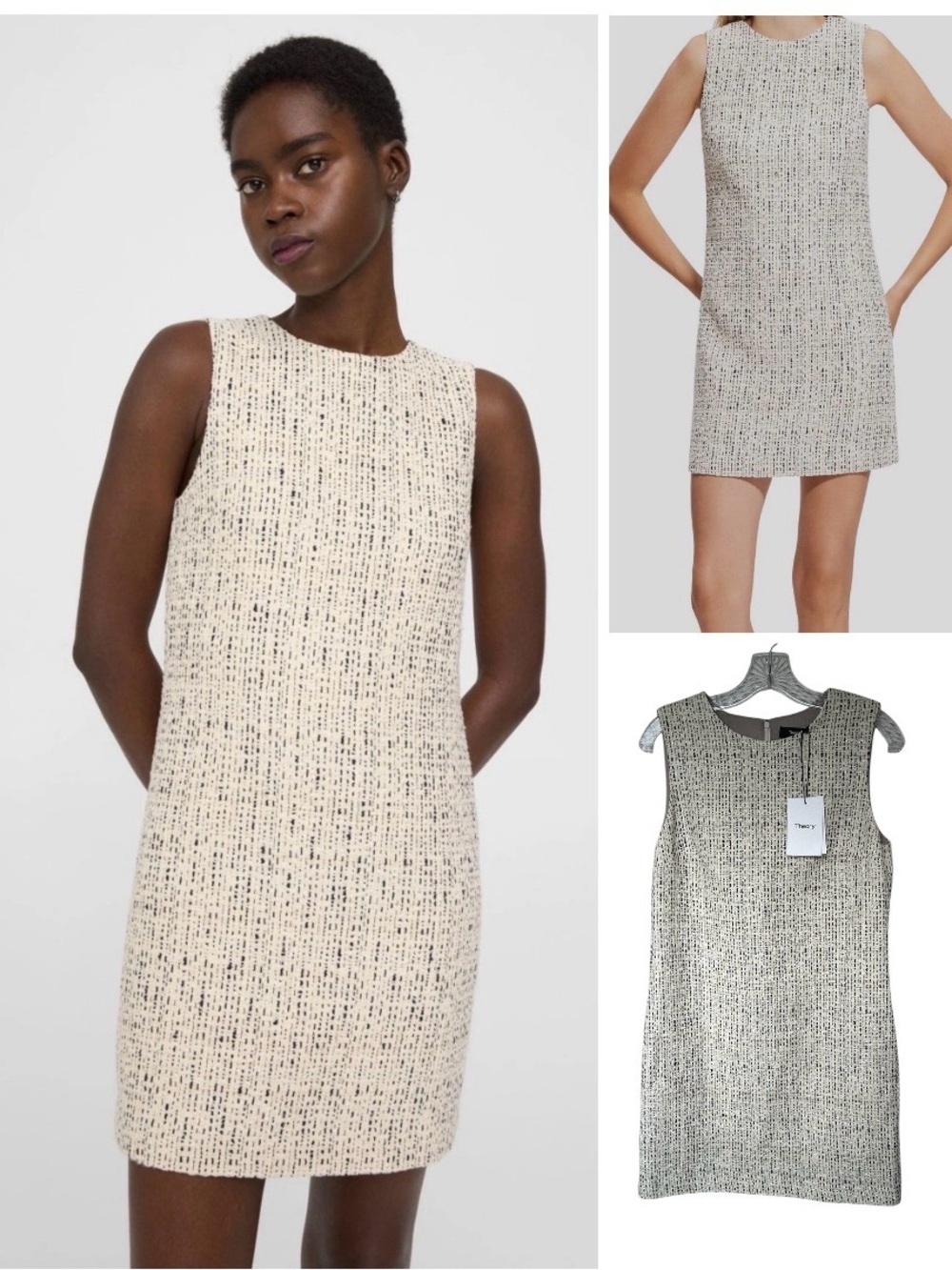 Theory NWT Ivory Hatch Tweed Mini Dress